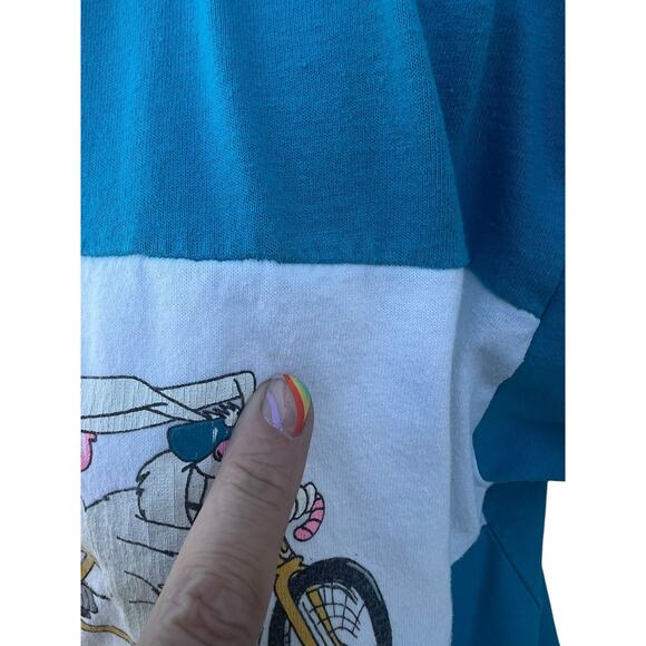 The Zoo Crew 87' Women's M Crop Tee Shirt Bear Riding Bicycle Graphic Blue - Picture 8 of 11